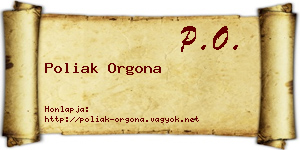 Poliak Orgona névjegykártya